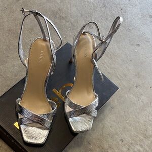 Guess Metallic Silver Strappy Heels